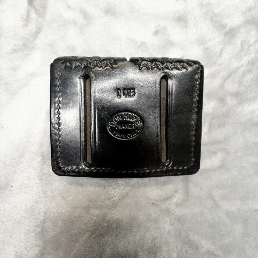 Don Hume D403 Double Magazine Duty Belt Holster Black Leather Basketweave
